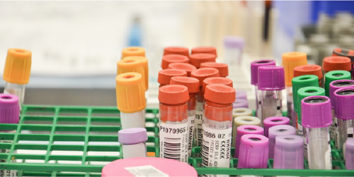 Medical vials in a lab